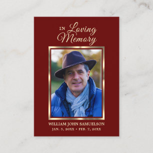 FUNERAL PRAYER DANK U BEDANKT VAN DE Rood-FOTO Visitekaartje