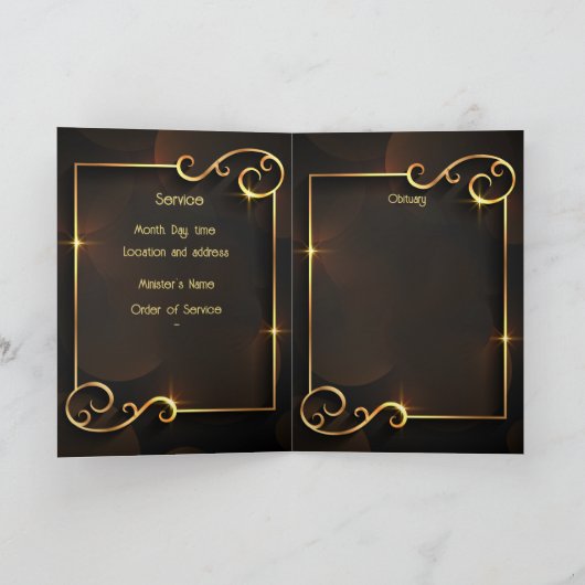 Funeral Program Classic Elegant Gold Black Programma (Binnen)