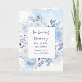 Funeral Program Custom Blue Flowers Programma (Voorkant)