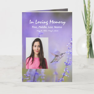 Funeral Program Custom Hummingbird Lavender Flower Programma
