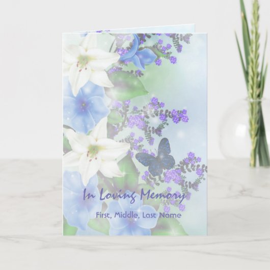 Funeral Program Custom White Lily Purple Flowers Programma (Voorkant)