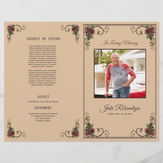 Funeral Program Flyer Template (Devant)