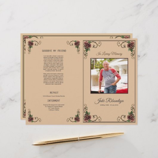 Funeral Program Flyer Template (Devant/Arrière en situation)