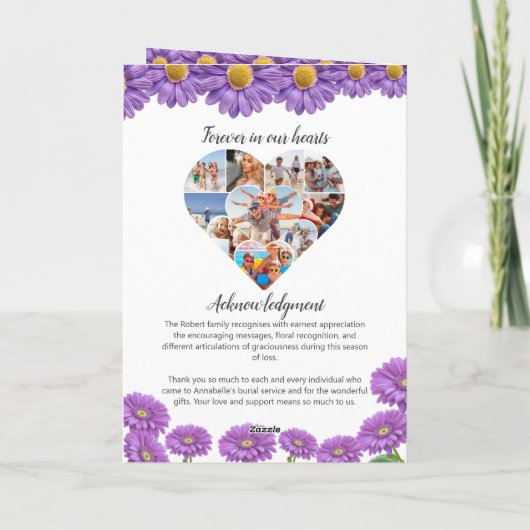 Funeral Program - Purple Gerberas Design Programma (Achterkant)
