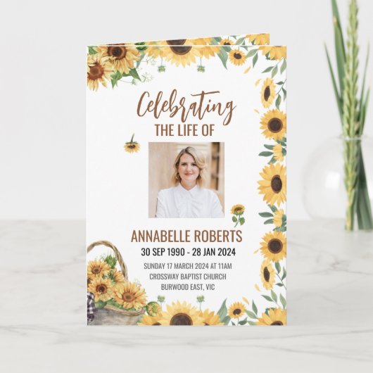 Funeral Program - Sunflowers Design Programma (Voorkant)