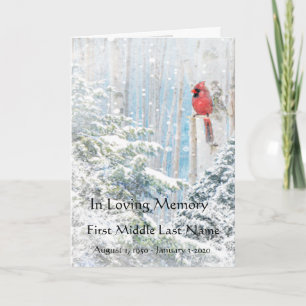 Funeral Programme Cardinale Red Birds Winter Snow Programma