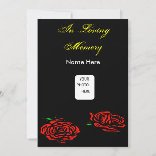 Funeral Red Rose Invitation Card Kaart