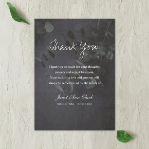 Funeral Rustic Eucalyptus Dank je wel Kaart