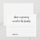 Funeral Service, Black Script, Share a memory Kaar Briefkaart (Voorkant / Achterkant)