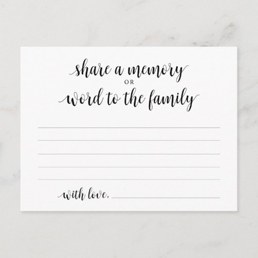 Funeral Service, Black Script, Share a memory Kaar Briefkaart (Voorkant)