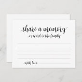 Funeral Service, Black Script, Share a memory Kaar Briefkaart (Voorkant / Achterkant)