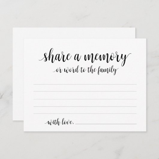 Funeral Service, Black Script, Share a memory Kaar Briefkaart (Voorkant / Achterkant)