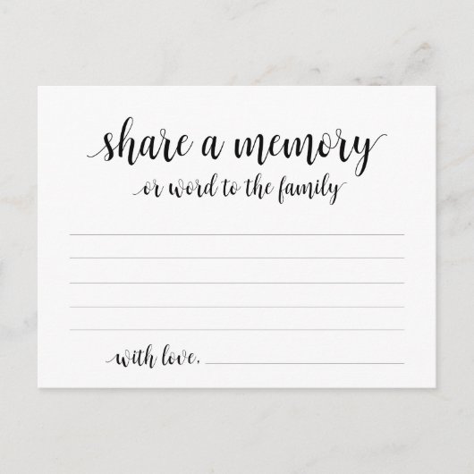 Funeral Service, Black Script, Share a memory Kaar Briefkaart (Voorkant)