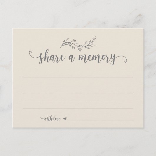 Funeral Service, Cream theme, Share a memory card Briefkaart (Voorkant)