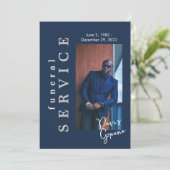 Funeral Service Navy Photo Funeral Programme Kaart (Staand voorkant)