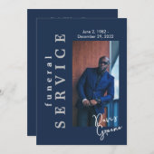 Funeral Service Navy Photo Funeral Programme Kaart (Voorkant / Achterkant)