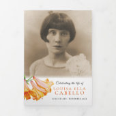 Funeral service programme oranje lily foto 6pp drieluik programma (Cover)