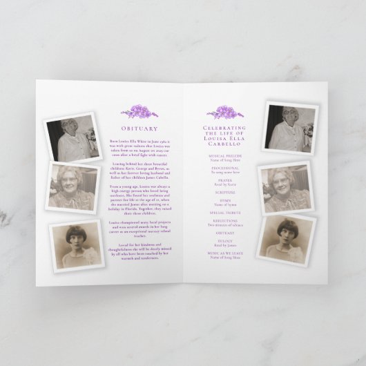 Funeral service programme paars vergeet-me-not fot programma (Binnen)