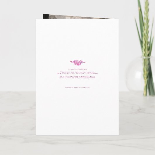 Funeral service programme roze vergeet-me-not bloe programma (Achterkant)