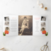 Funeral service programme striped roos red yellow drieluik uitnodiging (Binnen)