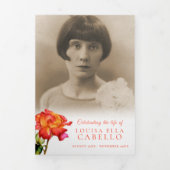 Funeral service programme striped roos red yellow drieluik uitnodiging (Cover)