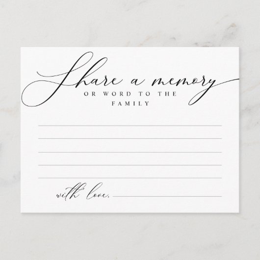 Funeral Service, Share a memory, Sympathy Card Briefkaart (Voorkant)