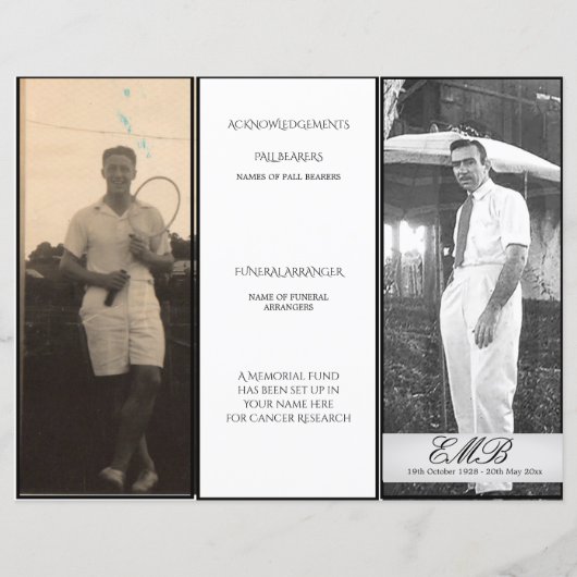 Funeral Simple Elegant Photo Order of Ceremony (Voorkant)