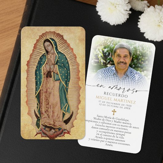 Funeral Spanish Guadalupe Prayer Sympathy Cards