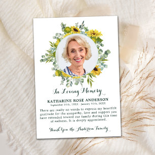 Funeral Sunflower Eucalyptus Fotosympathie Bedankkaart