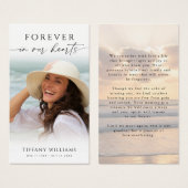 Funeral Sunset Beach Photo Memorial Prayer Card (Devant & derrière)