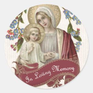 Funeral Sympathie Katholieke Maagd Mary Religieuze Ronde Sticker