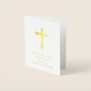 Funeral Thank You Cards Gold Cross 2 Folie Kaarten