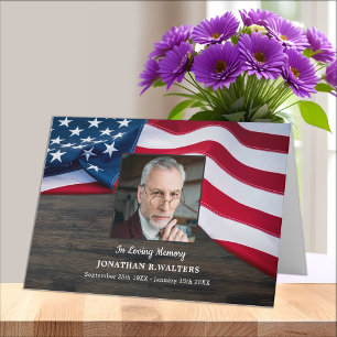 Funeral USA Flag Veteran Photo Memorial Sympathy Bedankkaart
