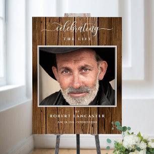Funeral Welcome Photo Rustic Wood Sign Poster