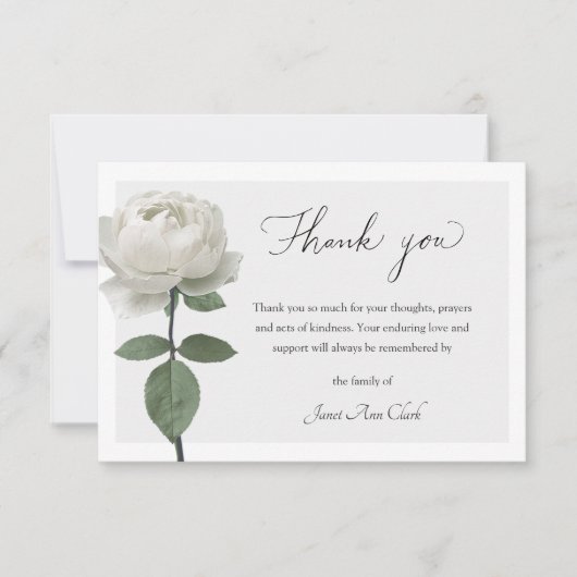 Funeral White Rose Bedankt voor je briefkaart (Voorkant)