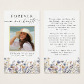 Funeral Wildflower Forever Hearts Prayer Card (Devant & derrière)
