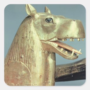 Funerary bedhead in de vorm van de godin vierkante sticker