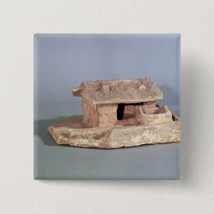 Funerary model boerderij, uit Thanh Hoa Vierkante Button 5,1 Cm