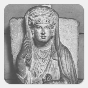 Funerary relief of a vrouw figures, uit Palmyra Vierkante Sticker