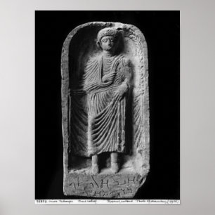Funerary stela van een man, ontdekt in Palmyra Poster