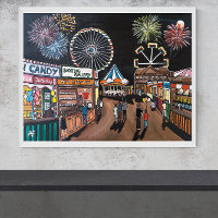Funfair at Night Painting beroemd gemaakt door Alf
