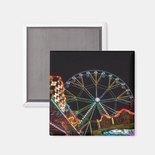 Funfair bij Nacht Magneet (Voorkant / Achterkant)