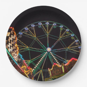 Funfair Ferris Wheel bij nacht Papieren Bordje