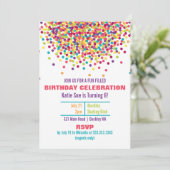 Funfetti foto verjaardagsfeestje uitnodiging (Staand voorkant)