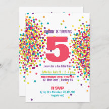 Funfetti Photo Anniversaire Fête Invitation