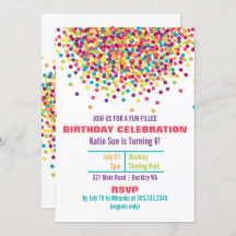 Funfetti Photo Anniversaire Fête Invitation