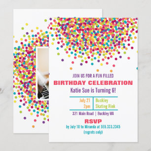 Funfetti Photo Anniversaire Fête Invitation