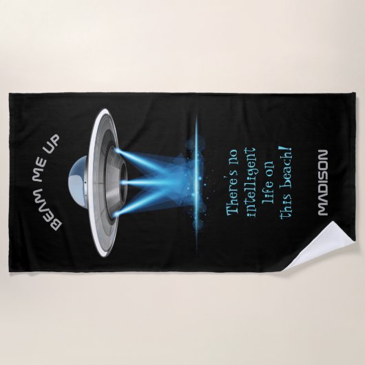 Fungerend aangepaste tekst UFO-handdoek voor ruimt Strandlaken (Voorkant)