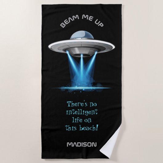 Fungerend aangepaste tekst UFO-handdoek voor ruimt Strandlaken (Voorkant)