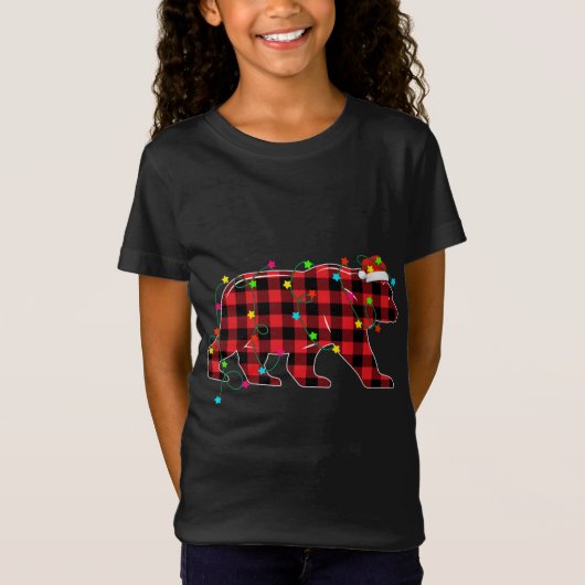 Fungerend Beer kerstboom Rood geplaveid graasdiere T-shirt (Voorkant)